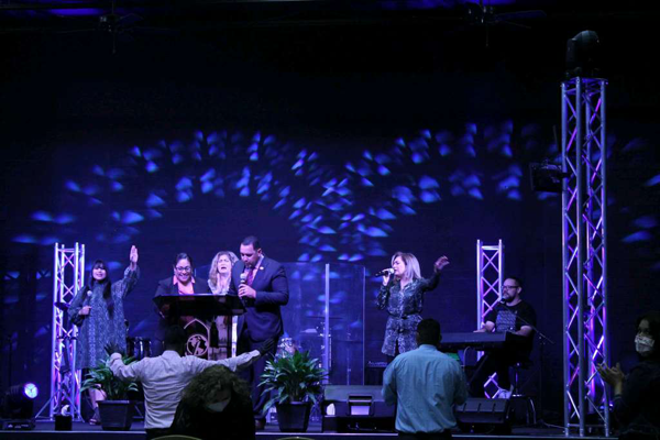 a person entering a building